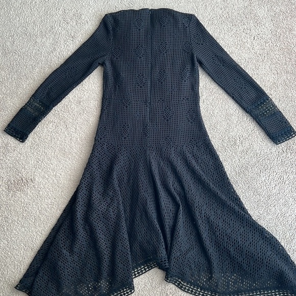 See By Chloé Asymmetric Crochet Trimmed Pointelle Knit Dress Black - Picture 4 of 9